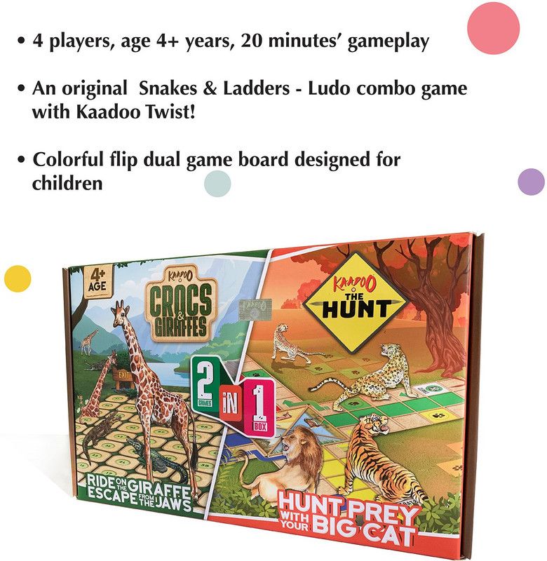 Kaadoo Crocs & Giraffes+The Hunt 2-in-1 Board Game Party & Fun Games Board Game