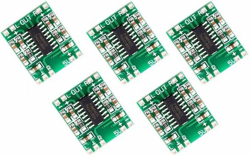 Robotronics PAM8403 Super Mini Digital Amplifier Board 2 * 3W Class D Digital 2.5V to 5V Power Amplifier Board Efficient (Pack of 5) Electronic Components Electronic Hobby Kit