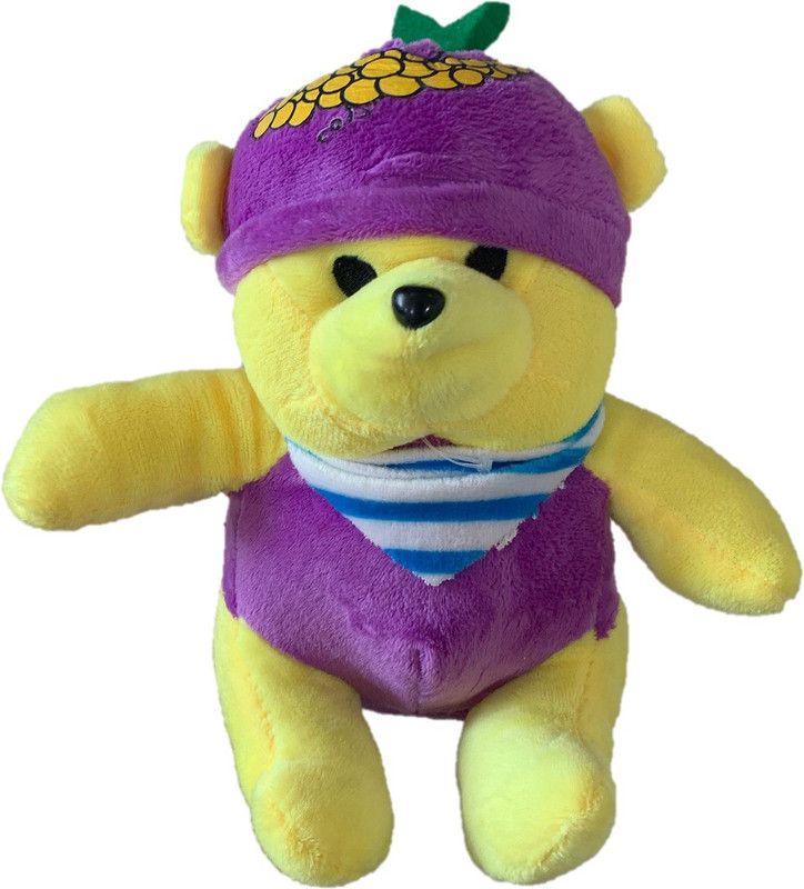 CREATIVEVILLA PURPLE DRESSED POOH STUFFED PLUSH SOFT TOY CVST0807 - 20 cm  (Multicolor)