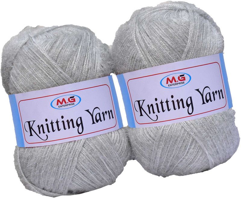 M.G Enterprise Knitting Wool Yarn, Soft Fancy Feather Wool Steel Grey 500 gm- Art-HEC
