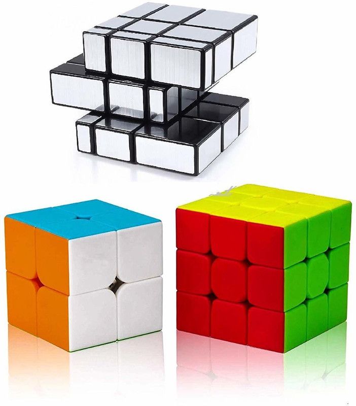 Trade Globe Cube 2X2 3x3 and Silver Mirror Cube High Speed Stickerless Puzzle Cubes Combo  (3 Pieces)
