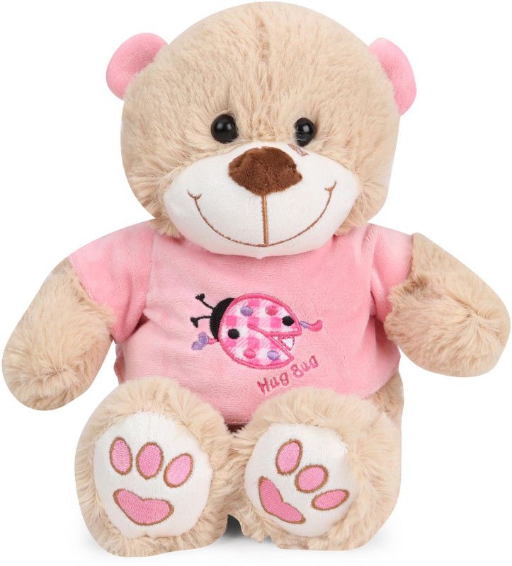 Starwalk Bear Plush in Pink shirt with Ladybug embroidery 25 cm - 25 cm  (Multicolor)
