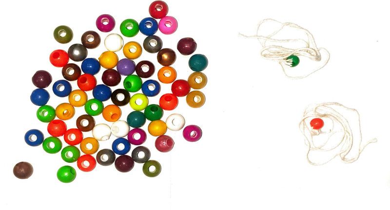KHUSHA CREATIONS Colorful Big Plastic Beads with Threads / Fun Puzzle Game / Learning Number Counting / Color Recognition Learning / Learning objects shapes