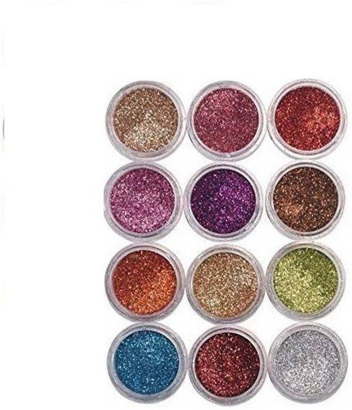 Offimart Sparkle Glitter Powder Box (15 Grams, 12 Shades)
