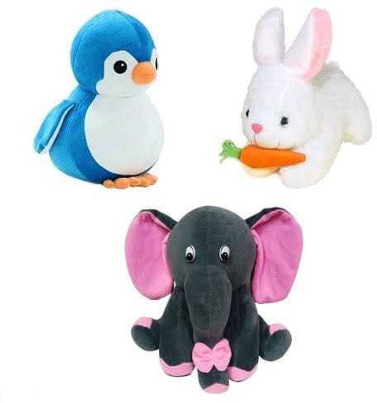 happykiddy Soft Penguine, rabbit, elephante for Childern Playing Soft Toy for Babies - 35 cm  (Multicolor)