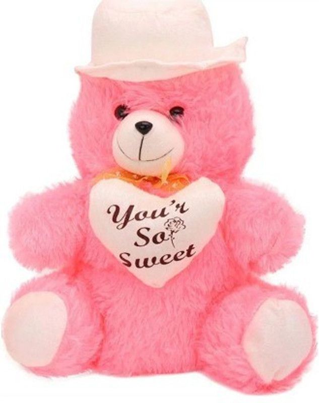 ZOOMINO Pink & white Cap teddy Bear 40 cm - 40 cm  (Pink)