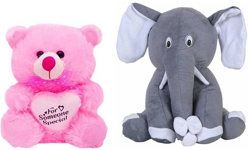 DESTINO Beautiful Gift Special combo in Low Budget for your lovedones Elephant Grey Pink Someone Special teddy Bears. - 25 cm  (Pink, Gery)