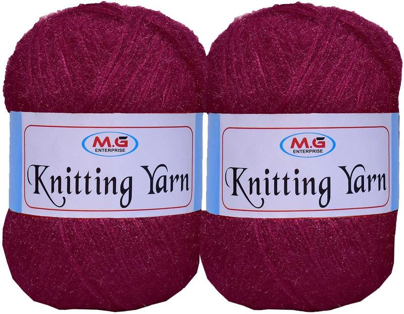 M.G Enterprise Knitting Wool Yarn, Soft Fancy Feather Wool Deep Rose 200 gm- Art-HFF