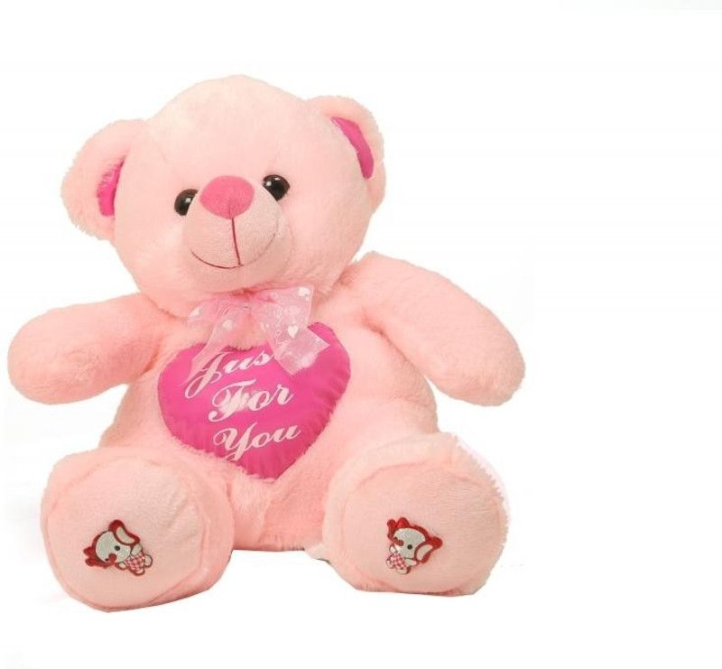 DEALbindaas Valentine Stuff Toy Teddy Bear Sitting Showing Heart - 25 Cms  (Multicolor)