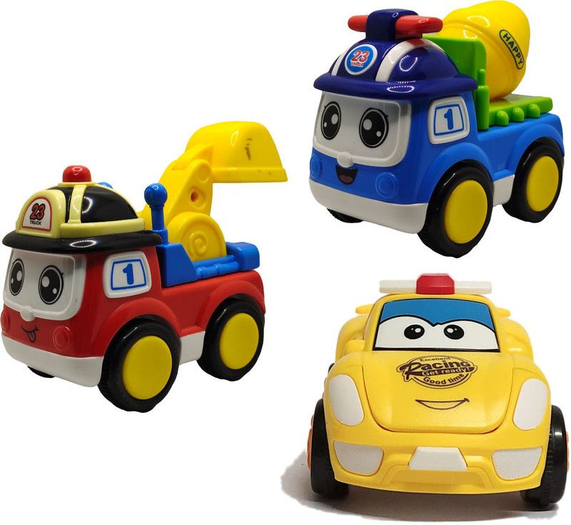 Vaniha Unbreakable Four-Wheel Drive Friction Powered Diecast Toy Set-G49  (Multicolor, Pack of: 3)