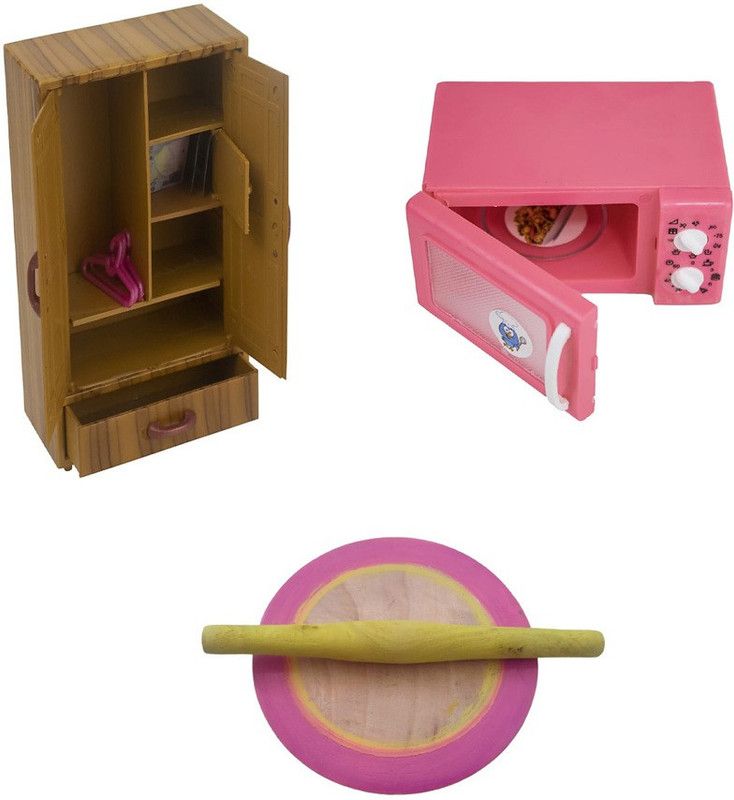 HMF Bright Choice Wood design store well, microwave oven, Rotti maker, for kids (pack of 3)