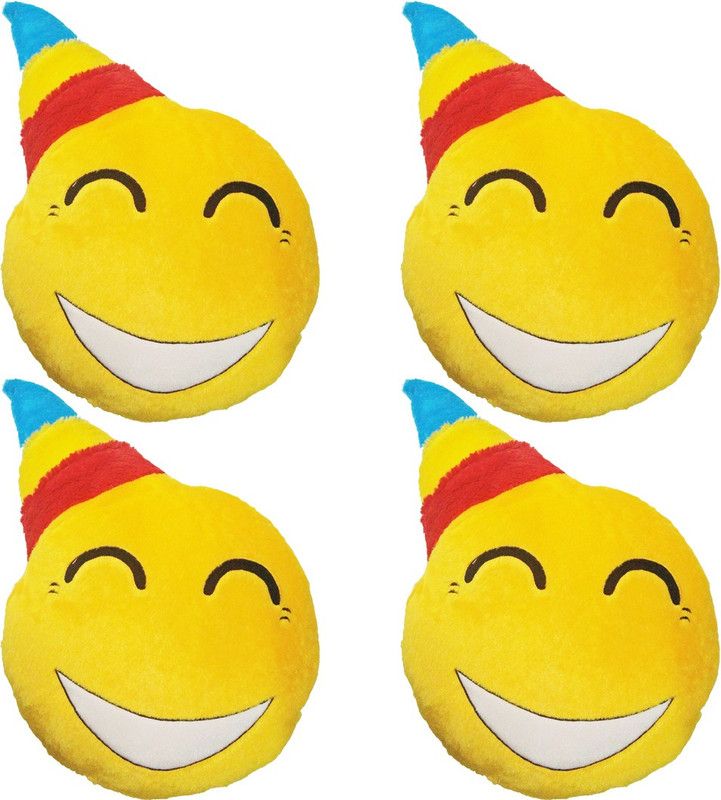 GOLDDUST VKI4xB Smiley Emoticon Decorative Cushion - 15 inch  (Multicolor)