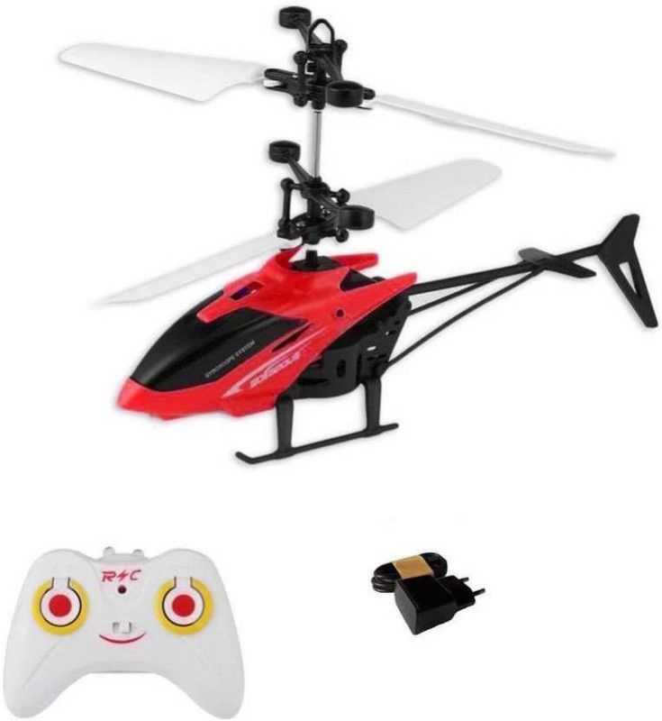 oongly Kids Plastic Induction Type 2-in-1 Flying Indoor Helicopter with Remote  (Red)