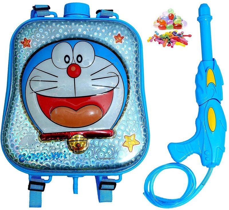 Atharv Electronics Doremon Design Pichkari for Holi Water Gun with Water Tank for Kids Girls | Lager Capacity Bagpack For 5 Ltr Water and 30 Water Ballons Free Water Gun  (Multicolor)