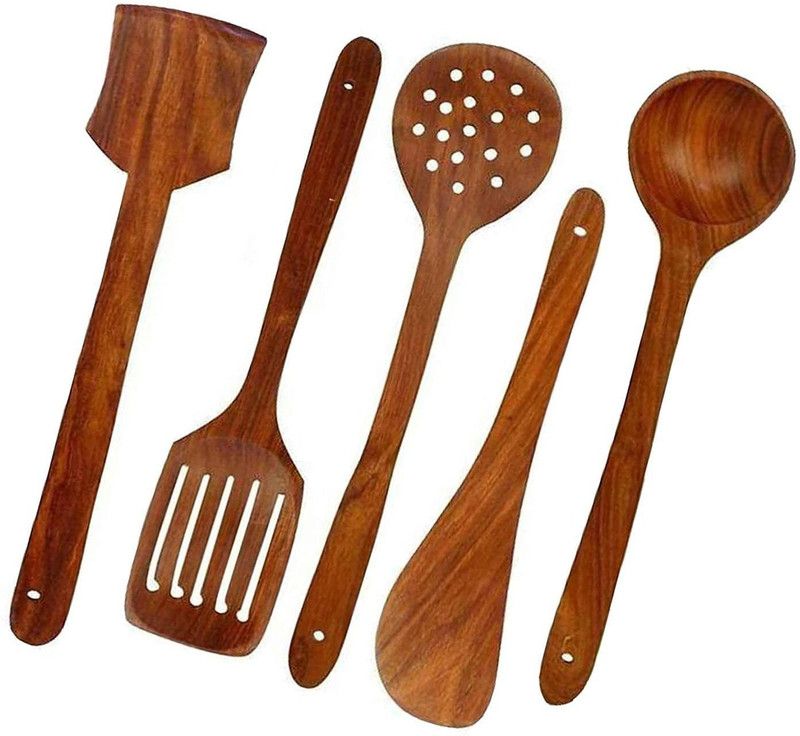 Sirgan Kids Miniatue Palm Sized Wooden 5 pc Spoon Set | Pack of 5