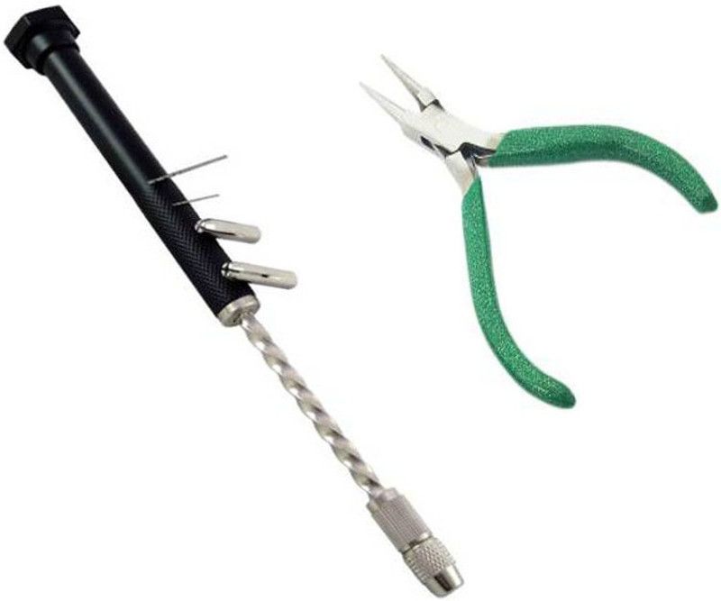 TOOLBUX Pack of 2 Items : PCB Mini Hand Drill and Round Nose