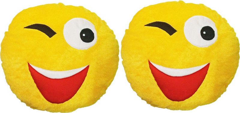 GOLDDUST VKI2x4 Smiley Emoticon Decorative Cushion - 15 inch  (Multicolor)
