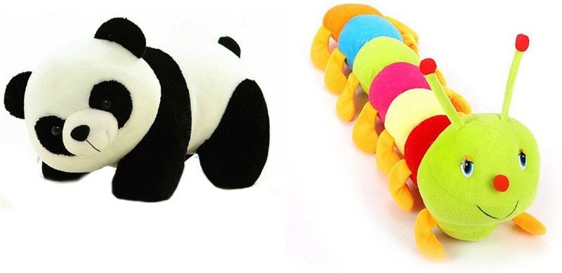 Deals India Deals India Deals India Panda Soft Toy (26 Cm) And Multicolor Caterpillar (55 Cm) Combo - 55 cm (Multicolor) - 55 cm  (Multicolor)