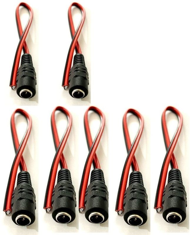 TechSupreme Pack of 7 DC 12V Female Wire Connector Power Cord Compatible with CCTV CAMERA , Multi Use,Lighting Power Adapter Security Circuit and Motion Detector Electronic Hobby Kit
