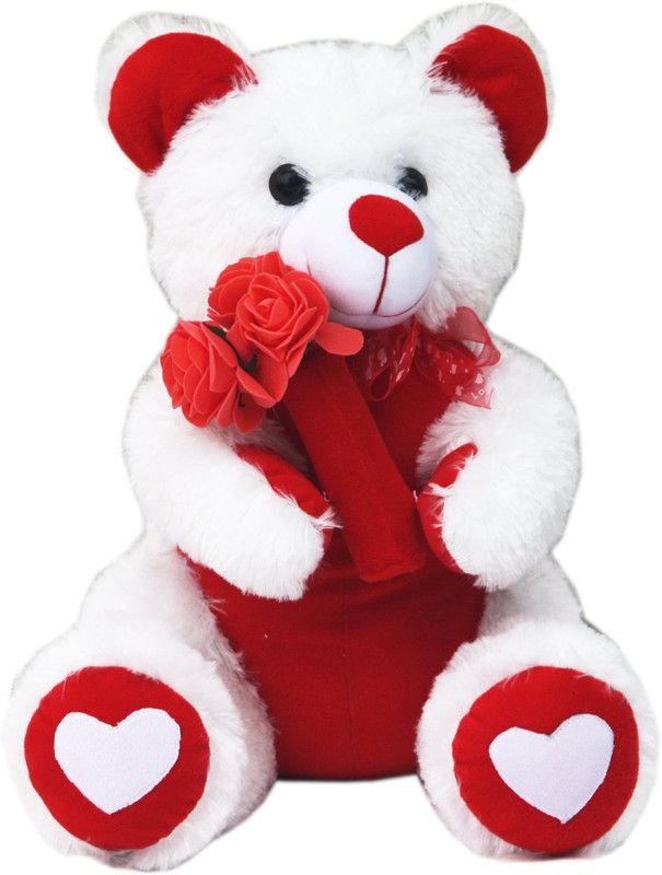 NAGAR INTERNATIONAL Baby Birthday gift teddy with rose 40cm - 40 cm  (White)
