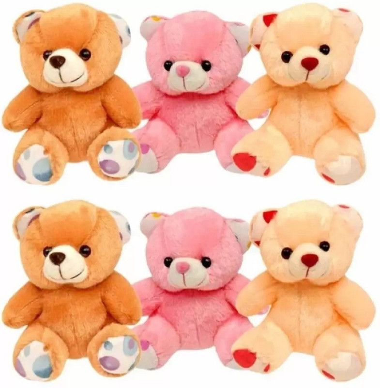 KANCHAN TOYS Teddy Bear Super Cute For Kids Pack Of 6 - 13 cm  (Multicolor)