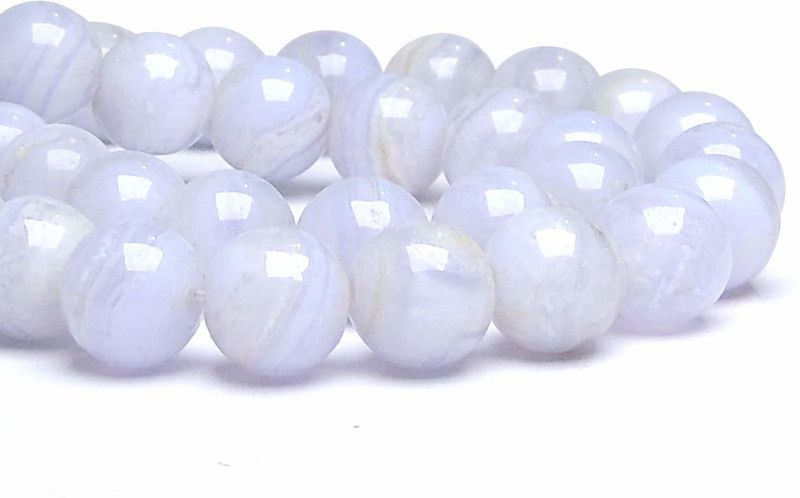 SATYAMANI Natural Energised Blue Lace Agate 8 mm Beads (Pack of 10 Pcs.)