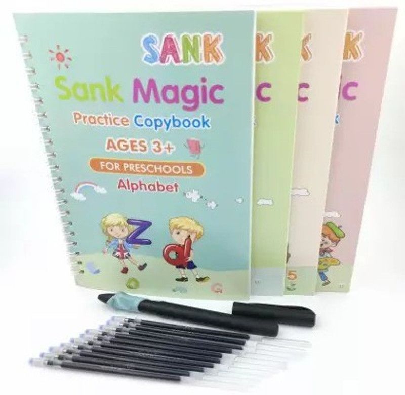 swarmshop Practice Copybook Number Tracing Book For Preschoolers (4 Books + 10 Refill)  (Pink)