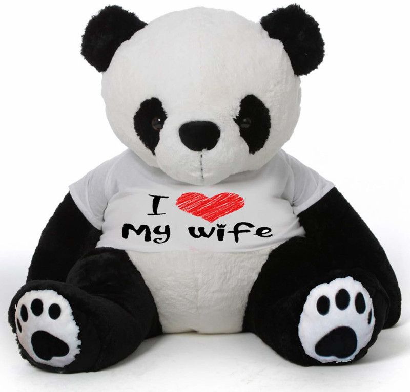 toybulk I LOVE MY WIFE T-Shirt Panda Very Soft Lovable/Huggable Panda Bear for GirlFriend/ Wife/ Sister/ Birthday/ Party/ Gift/ - 125 cm  (Multicolor)