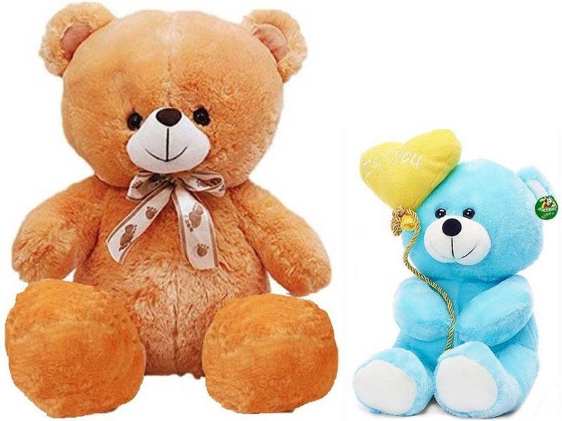 Click4Good 2 Feet Cute Brown Teddy Bear & 24Cm Cute Blue - 60.0160000000001 cm  (Multicolor)