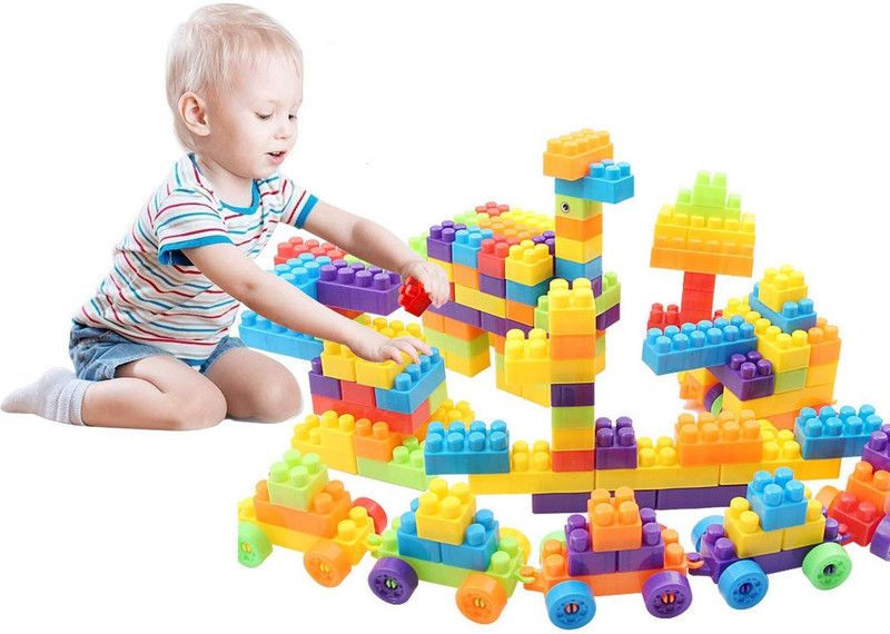 PRRO Best Buy (92 Pieces +8 Tyre) 100+pieces Plastic Building Blocks Interlocking Feature for Kids Best Gift Toy Non Toxic Building Block Learning Toy  (Multicolor)