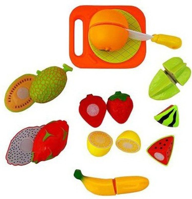 JohnMacc Fruits & Vegetables CuttingPlay Kitchen Toy Set With Knife, Cutting Board