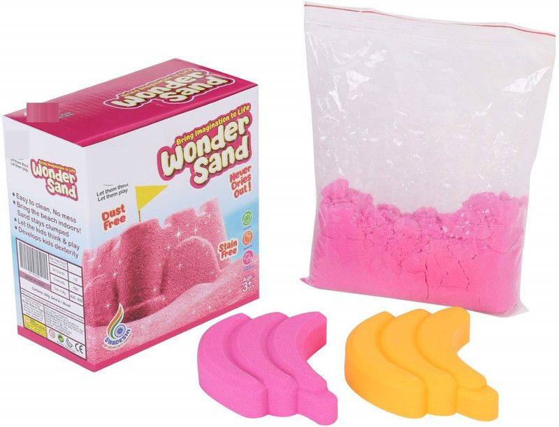 ARNIYAVALA Wonder Sand 500 Grams for Play. Smooth Sand for Kids (Pink 500 Grams), ONE small Mould Inside (Without Tray)