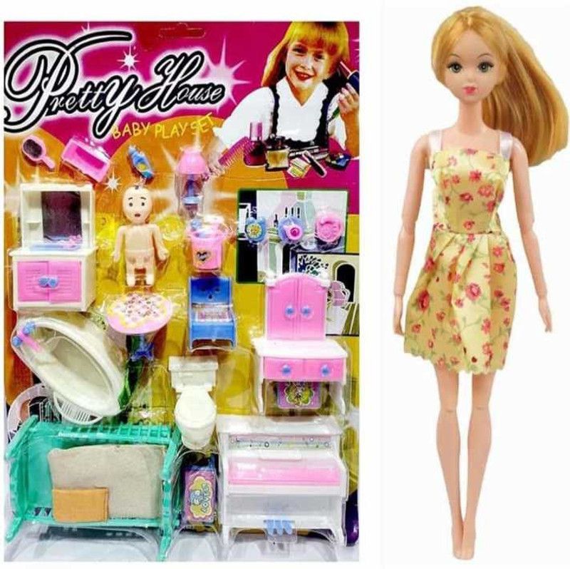 DUGGU FASHION Dollhouse Playset Portable Sets with doll  (Multicolor)