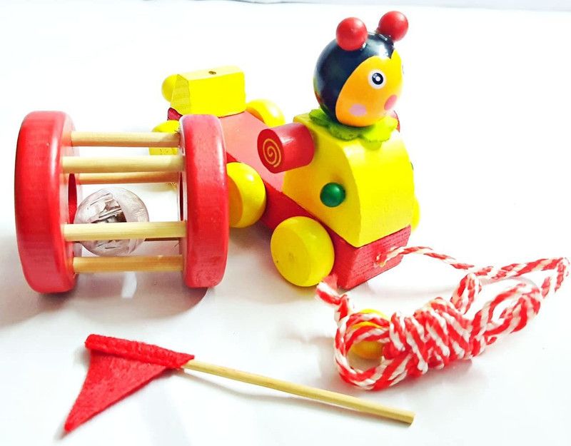 Prime Choice Toys Wooden Light Up, Rope Toy for babies, (Light Up Pull Toy) (Lady Bug - Yellow)  (Multicolor)
