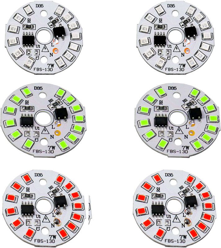 SHOBHANI ENTERPRISES S Red green Blue 7watt 220volt ac Dob pcb 2pcs each colour pack of 6 pcs Light Electronic Hobby Kit