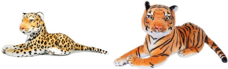 Kraftix Combo Of Leopard (40cm) &Tiger (40cm) Stuffed Plush Soft Toy KSTLEOPARD40TIGER40 - 40.02 cm  (Multicolor)