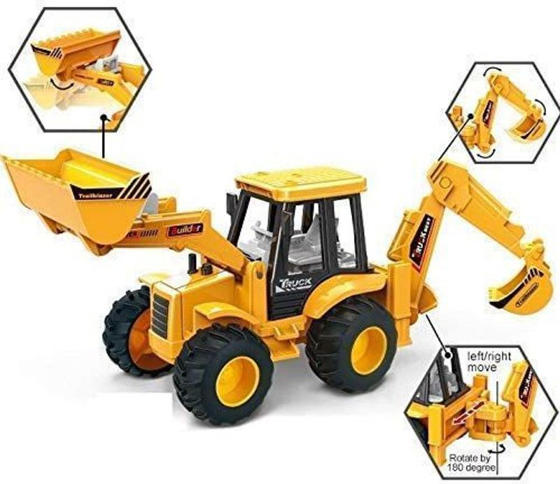 Barodian's Multi functional 2 in 1 Construction Trucks JCB Truck for Kids  (Multicolor, Pack of: 4)