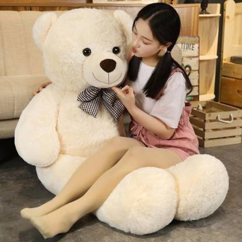 AK TOYS Printed Foot Paw Teddy Bear Stuffed Toys for Girls Birthday /Valentine/Anniversary Gifted Someone Special - 120.2 cm  (Cream)