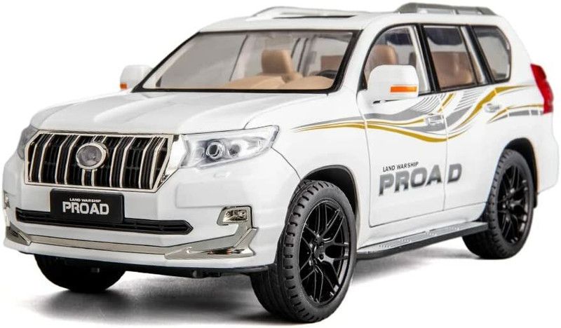 deoxy 1/18 Scale Diecast Car Big White Toyota Prado Vehicle with Light & Sound Car Toy  (White, Pack of: 1)
