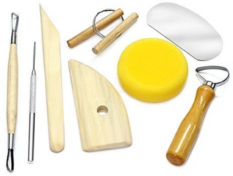 puffy 8-Piece Wooden and Metal Pottery Tool Kit