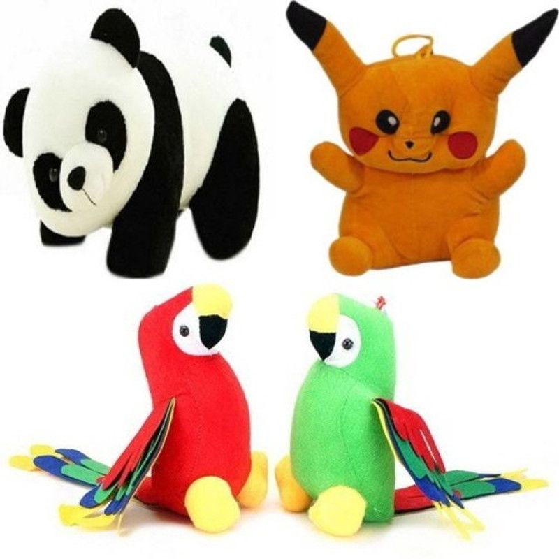 Agnolia Gift basket stuffed Soft Animal Toy for kids/Birthday Gift/Boy/Girl combo of Panda,Pikachu,Red and Green Parrot - 32 cm  (Multicolor)