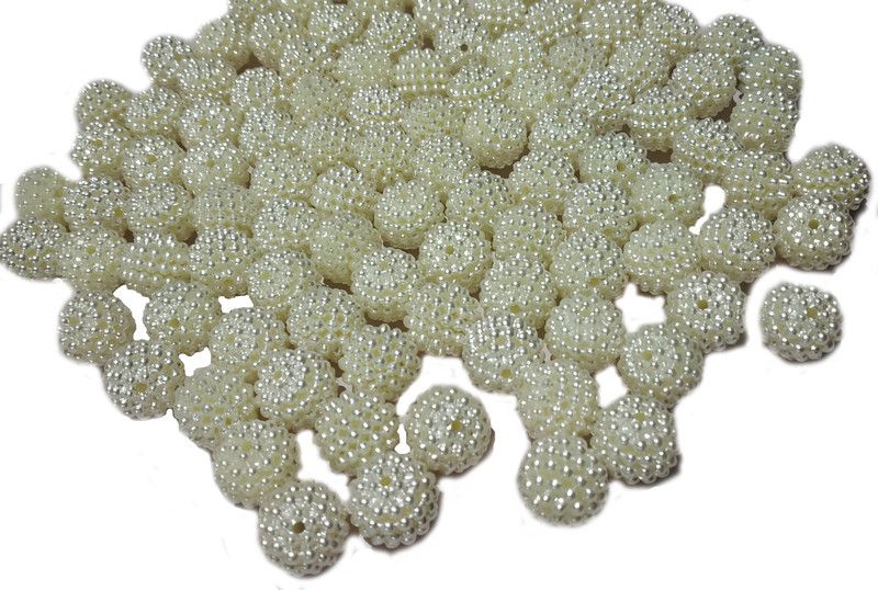 Utkarsh Pack Of 100 Gram 12mm Embroidery Material Artificial Design White Angura Moti Balls Pearls