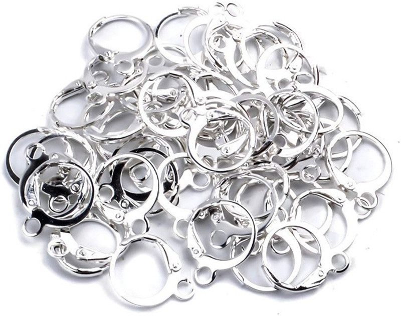 Excellentcrafts 20Pcs Silver Color Round Earring Hooks/Lever back Earwire, Brass Earrings Making
