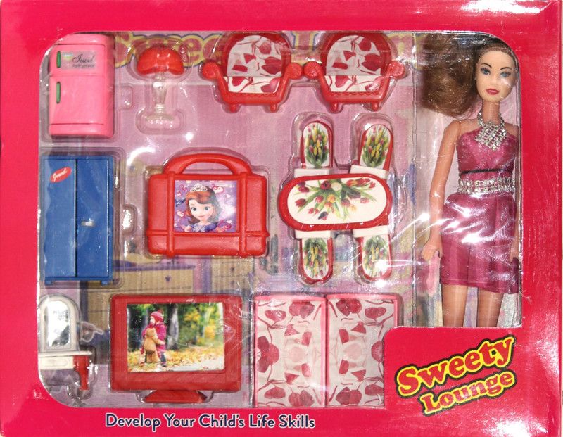 Alaski Happy Girl Doll Set for Kids  (Red)