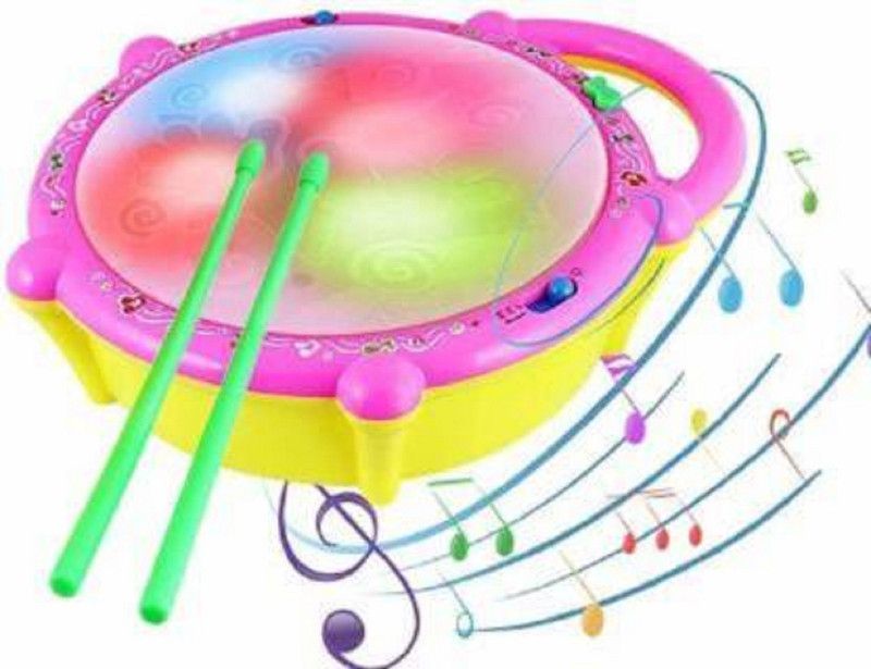 Just97 Flash Drum Set With Music And 3D Lights_22  (Multicolor)