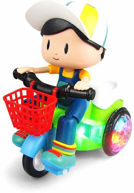 jinbil 360 Degree Rotation Stunt Tricycle Bump and Go Toy with 4D Lights and attractive colors, Dancing Toy, Battery Operated Toy, Baby Toys, Toys For Boys and girls, Birthday Gift for Kids, Toys  (Multicolor, Pack of: 1)