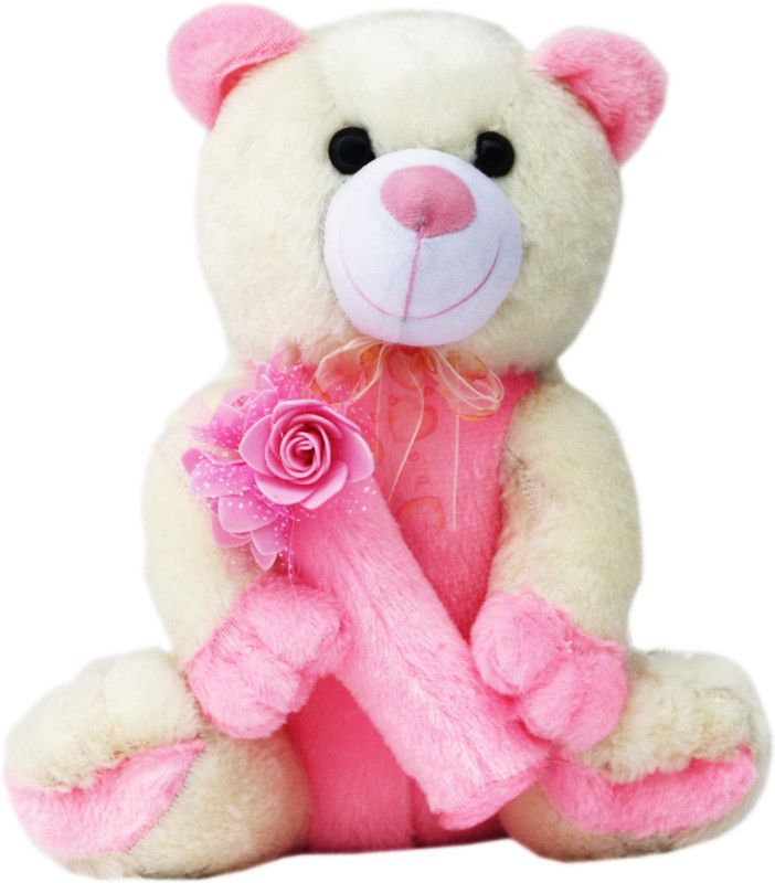 AMARDEEP Flowery Bear - 30 cm  (Pink)