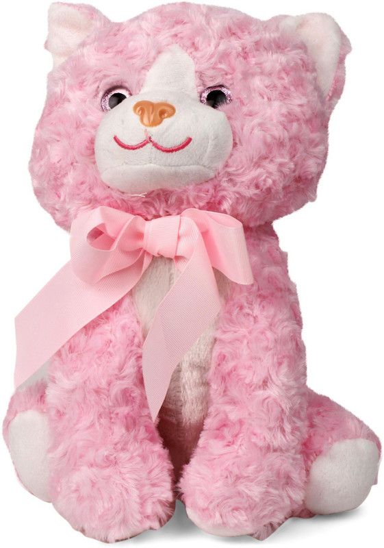 My Baby Excel Sitting Pink Cat with Ribbon - 30 cm - 30 cm  (Pink)