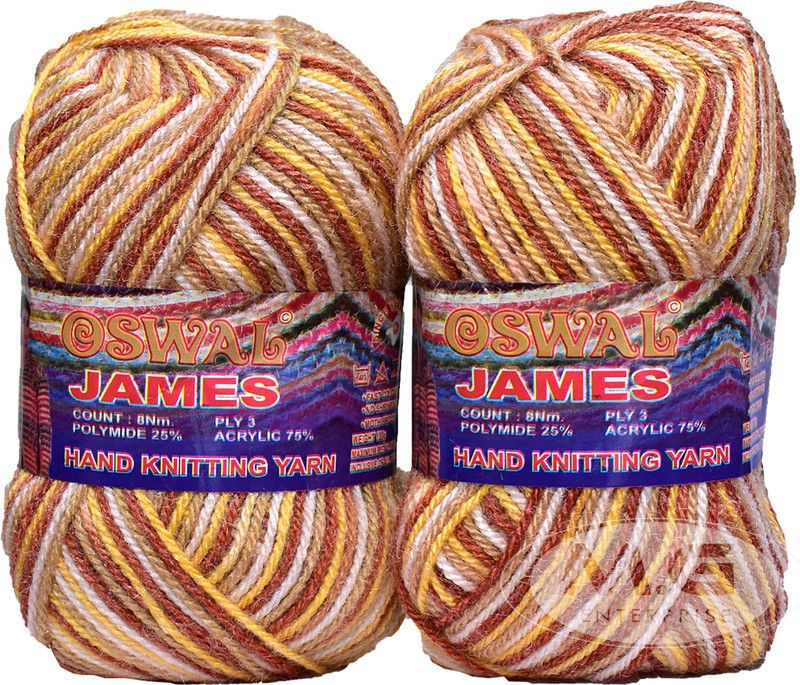 KNIT KING James Knitting Yarn Wool, Mustard Mix Ball 600 gm Best Used with Knitting Needles, Crochet Needles Wool Yarn for Knitting