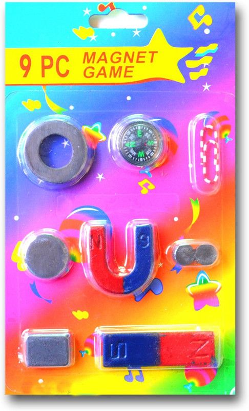 ProjectsforSchool 9 PIECE MAGNET GAME SET FOR KIDS WITH COMPASS  (Pink)